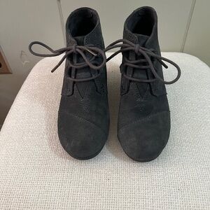 COPY - Tom’s suede wedge booties. Gray. Size 6.5.